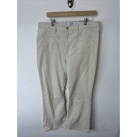 GAP 70s Flare High Rise Corduroy Pants Size 33X32 / 16 RS Off White Creame - Picture 2 of 6